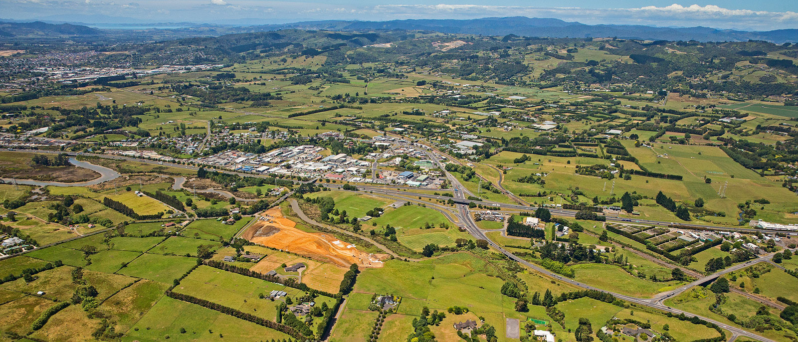 Aerial view of Mill Road between Manukau and Drury South