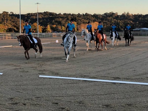 Pony club riders trying out the new all-weather arena