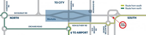 Russley Road roundabout detour map