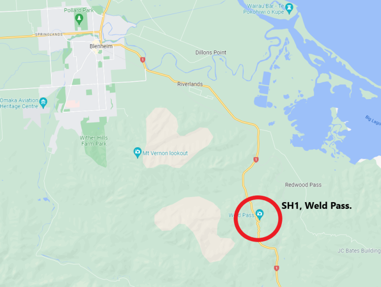 Google map showing Weld Pass is located