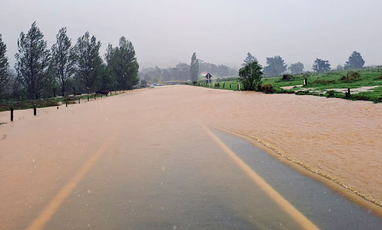 flooding on a state highway road