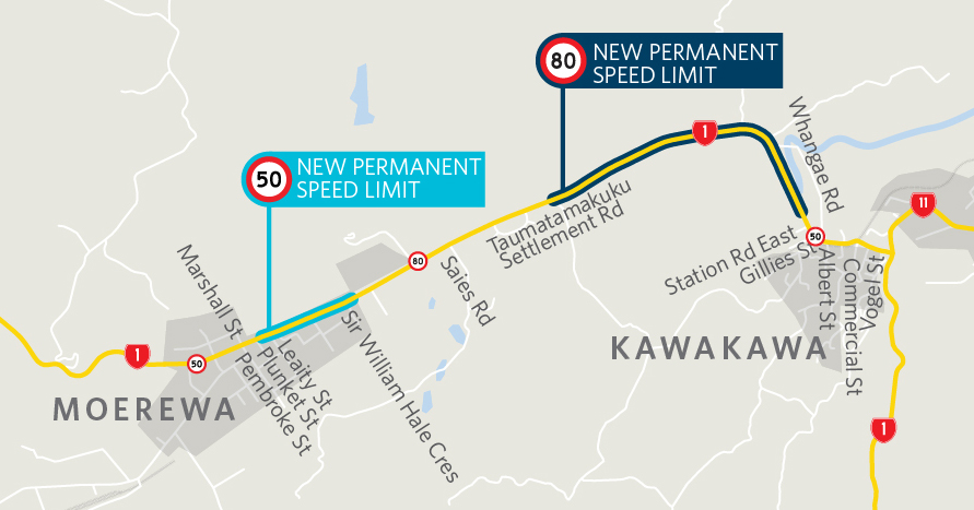 moerewa to kawakawa speed limit map