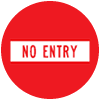 Regulatory traffic sign with the text no entry on a circular red background