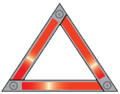 Orange reflective triangle with grey corners and a hollow middle