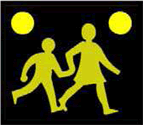 Example of a school bus sign incorporating two alternatively flashing lights